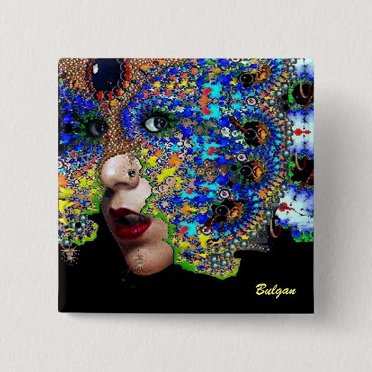 EPHEMERAL VIERKANTE BUTTON 5,1 CM (Voorkant)