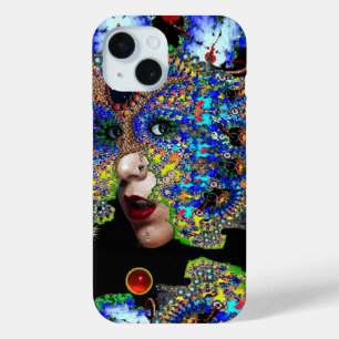 EPHEMERAL/VROUW MET KLORFUL FRACTALE MASKER iPhone 15 CASE