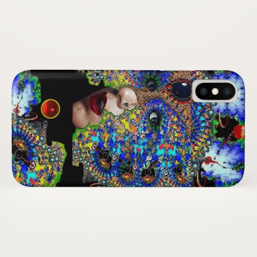 EPHEMERAL/VROUW MET KLORFUL FRACTALE MASKER Case-Mate iPhone CASE (Achterkant (horizontaal))