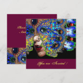 EPHEMERAL, zoet 16 maskerade bal, blauw masker Kaart (Voorkant / Achterkant)