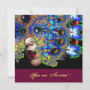 EPHEMERAL, zoet 16 maskerade bal, blauw masker Kaart