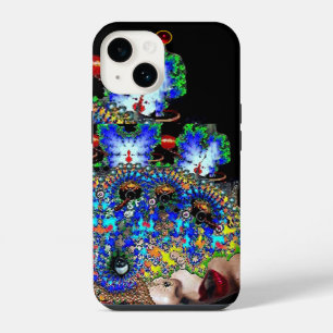 EPHEMERALE Dame Met Fractale Masker Zwart Blauw iPhone 14 Hoesje