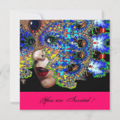 EPHEMERALMardi Gras Masquerade Ball, fuchsia black Kaart (Voorkant)