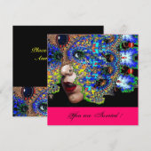 EPHEMERALMardi Gras Masqueradebal,fuchsia zwart Kaart (Voorkant / Achterkant)