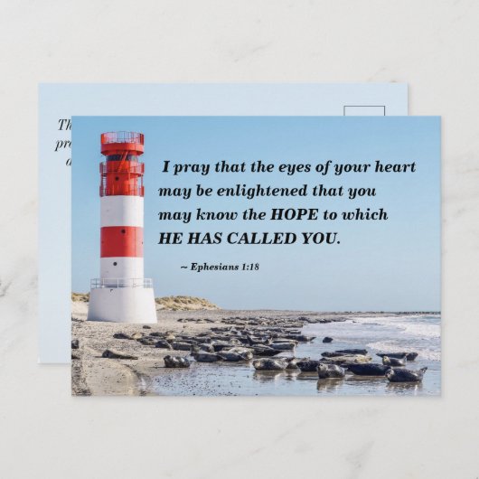 Ephesianen 1:18 Ik bid dat je het HOPE kent Briefkaart (Voorkant / Achterkant)
