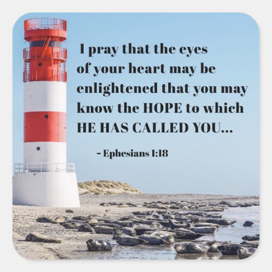 Ephesianen 1:18 Ik bid dat je het HOPE kent Vierkante Sticker (Voorkant)
