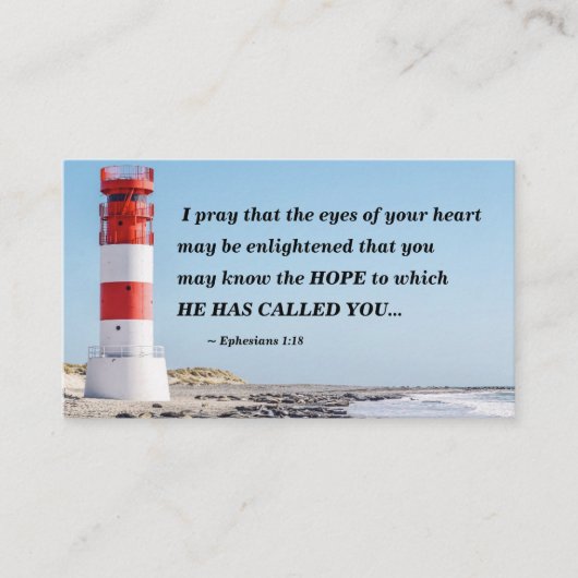 Ephesianen 1:18 Ik bid dat je het HOPE kent Visitekaartje (Voorkant)