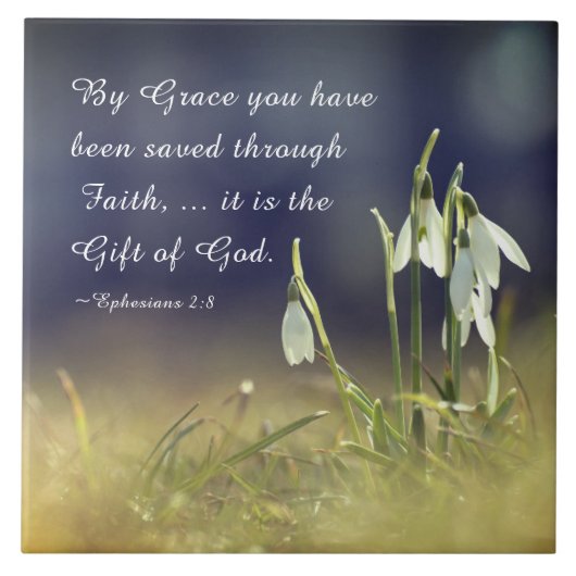 Ephesianen 2:8 van Grace U hebt bijbel bewaard Tegeltje (Voorkant)