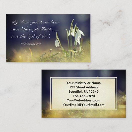 Ephesianen 2:8 van Grace U hebt bijbel bewaard Visitekaartje (Voorkant / Achterkant)