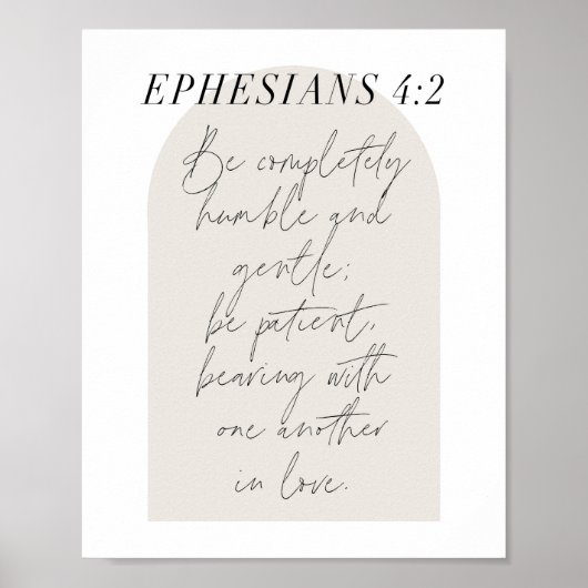 Ephesianen. 4:2 Minimale Boho beige Arch Poster (Voorkant)