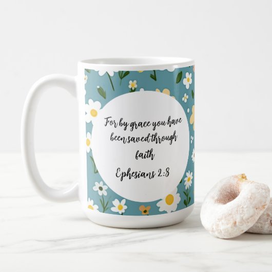 Ephesians 2:8 Christian Coffee Mug Koffiemok (Met donut)
