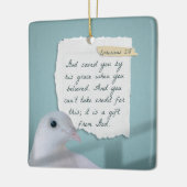 Ephesians 2:8 met witte duif keramisch ornament (Links)