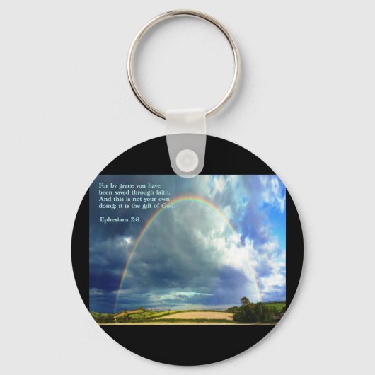 Ephesians 2:8 Regenboog Sleutelhanger (Voorkant)