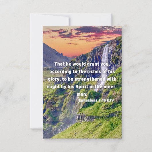 Ephesians 3:16 KJV Bijbel Verse Pic Flat Greeting Kaart (Voorkant)