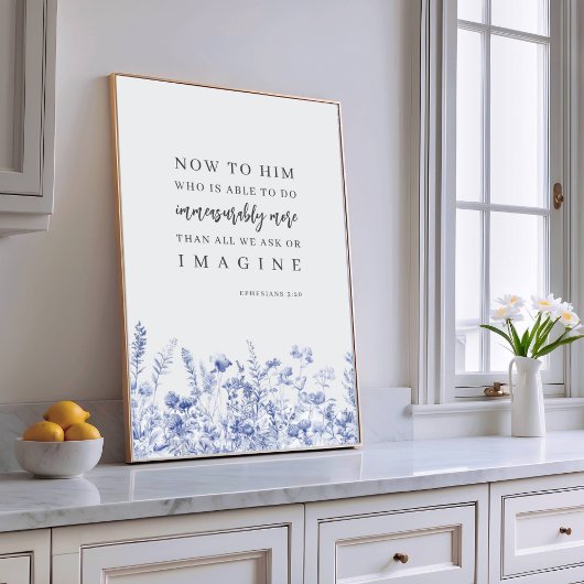 Ephesians 3:20 Chinoiserie Floral Bible Verse  Poster