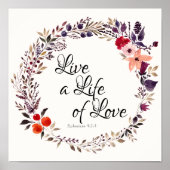 Ephesians 4:2-3 Floral Scripal Wall Art Poster (Voorkant)