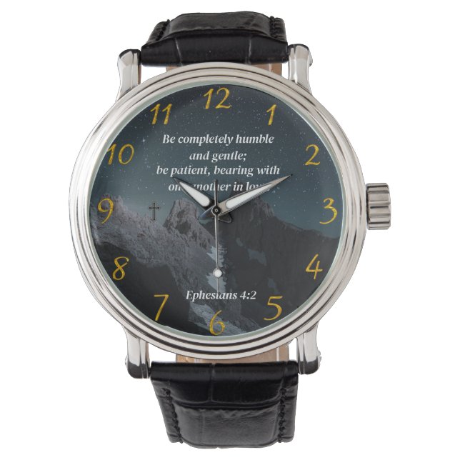 Ephesians 4:2 Christelijk Faith gebed Horloge (Voorkant)