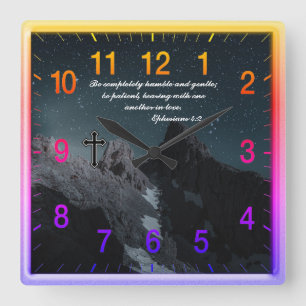 Ephesians 4:2 Christelijk Faith gebed Vierkante Klok