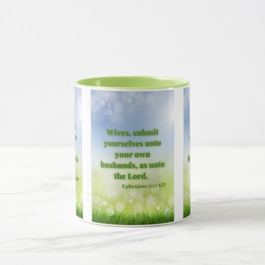 Ephesians 5:22 KJV Bijbelscripts Pic Two-Tone Mok (Midden)