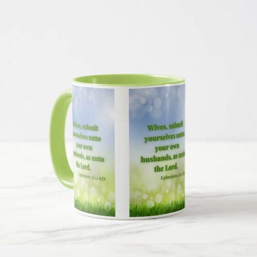 Ephesians 5:22 KJV Bijbelscripts Pic Two-Tone Mok (Voorkant links)