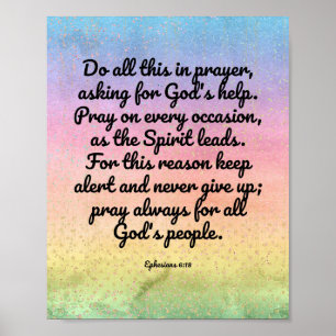 Ephesians 6:18 regenboogbijbel Verse Prayer Poster