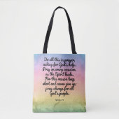Ephesians 6:18 regenboogbijbel Verse Prayer Tote Bag (Voorkant)
