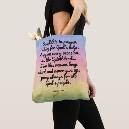 Ephesians 6:18 regenboogbijbel Verse Prayer Tote Bag (Dichtbij)