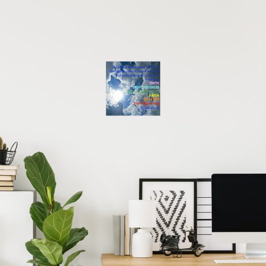 Ephesians Bijbel zet het hele harnas van God op Poster (Thuiskantoor)