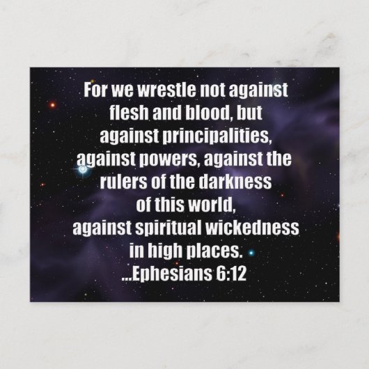 Ephesians bijbelverf 6:12 op ruimteachtergrond briefkaart (Voorkant)