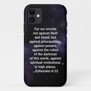 Ephesians bijbelverf 6:12 op ruimteachtergrond Case-Mate iPhone case