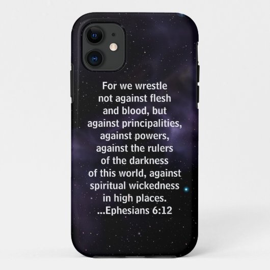 Ephesians bijbelverf 6:12 op ruimteachtergrond Case-Mate iPhone case (Achterkant)