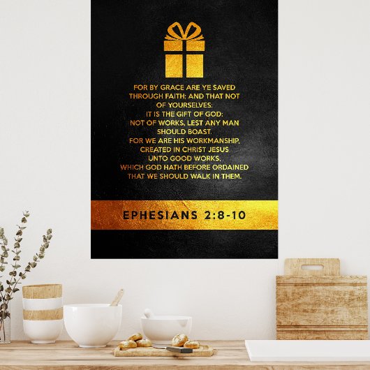 Ephesians Bijbelverse 2:8-10 Poster (Keuken)