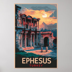 Ephesus Bibliotheek van Celsus Reis Kunst Vintage Poster