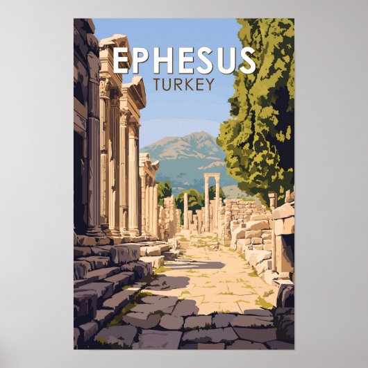 Ephesus Turkije Reizen Kunst Vintage Poster (Voorkant)