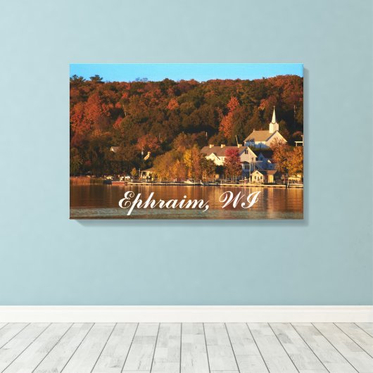 Ephraim, Wisconsin bij zonsondergang Canvas Afdruk (Insitu (Houten vloer))