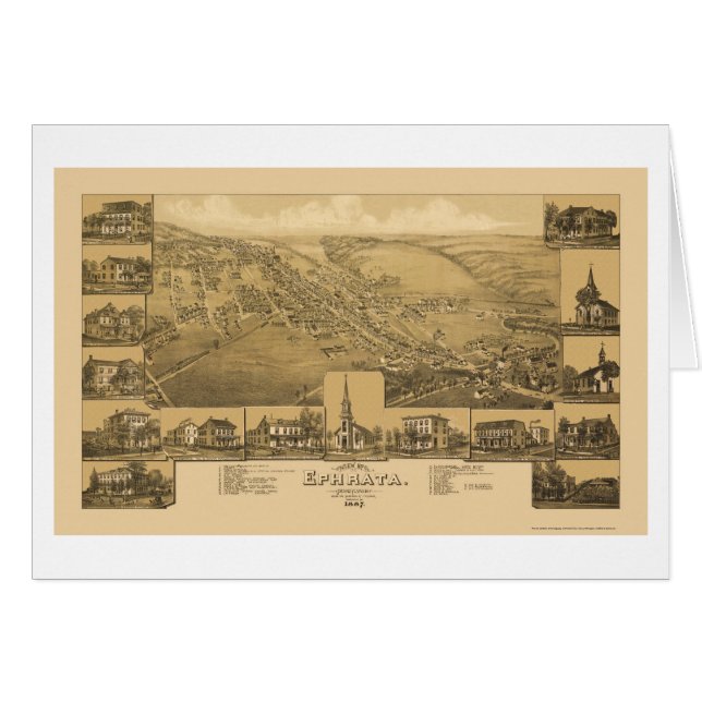 Ephrata, PA Panoramic Map - 1887 (Voorkant Horizontaal)