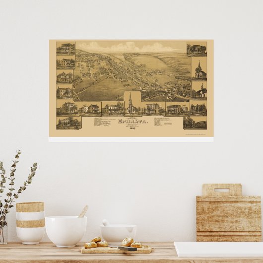Ephrata, PA Panoramic Map - 1887 Poster (Keuken)