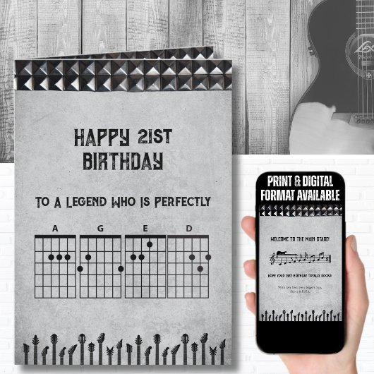 Epic 21st Rockstar Guitar Birthday Card Kaart