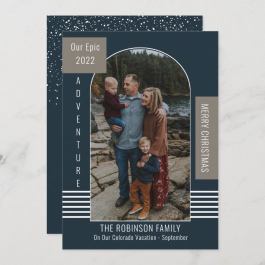 Epic Adventure Moderne kerstfeestdag groet Feestdagenkaart (Voorkant / Achterkant)