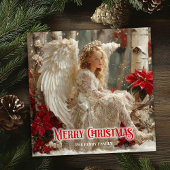 Epic angelic angel red gold festive inspiriting  feestdagenkaart