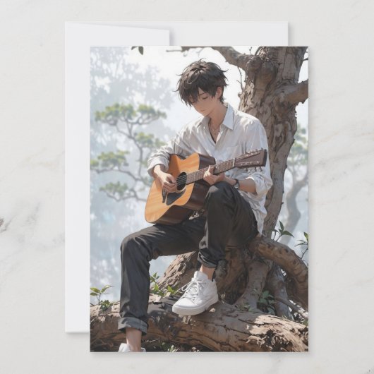 Epic Anime Guitarist Birthday Invitation - Customi Kaart (Voorkant)