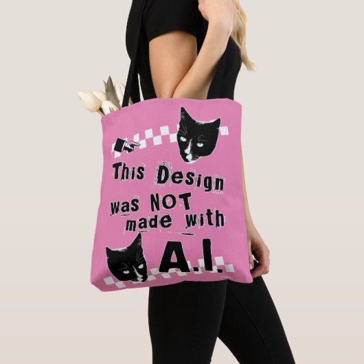 Epic Anti Artificial Intelligence Funny Statement Tote Bag (Dichtbij)