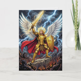 Epic Archangel Warrior Golden Sword Fantasy Art Kaart