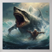 Epic Battle: Megalodon vs T-Rex Poster - Ontketene (Voorkant)