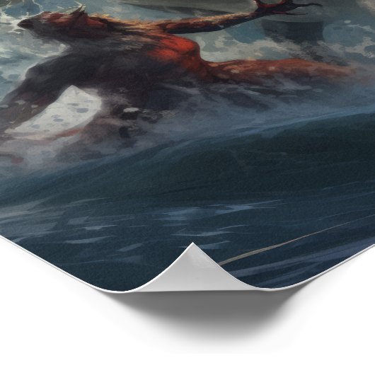 Epic Battle of Megalodon vs. T-Rex Poster - Unleas (Hoek)