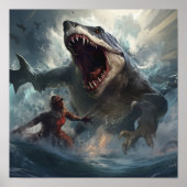 Epic Battle of Megalodon vs. T-Rex Poster - Unleas (Voorkant)