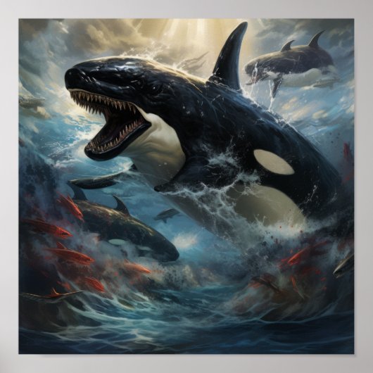 Epic Battle of Orca vs. Godzilla - Verbluffend Pos Poster (Voorkant)