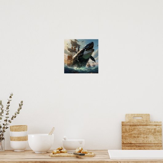 Epic Battle: Orca vs. The Black Pearl Ship Poster (Keuken)