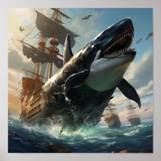 Epic Battle: Orca vs. The Black Pearl Ship Poster (Voorkant)