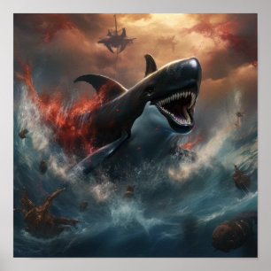 Epic Battle: Orka vs Kraken Poster - Een spannende